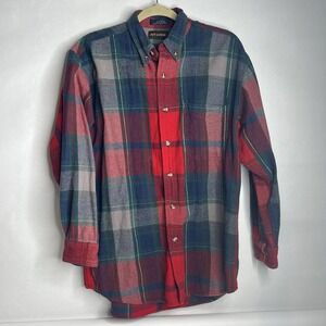 Ivy Crew M Shirt Mens Red Green Plaid Flannel‎ Button Down Vintage